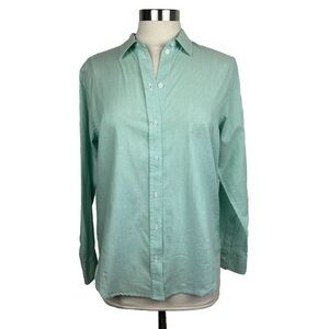 Everlane The Relaxed Fit Oxford Shirt 6 Women New Mint Green Pinstripe Button